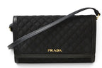 Prada Shoulder Bag Multi Wallet Bifold Black Leather
