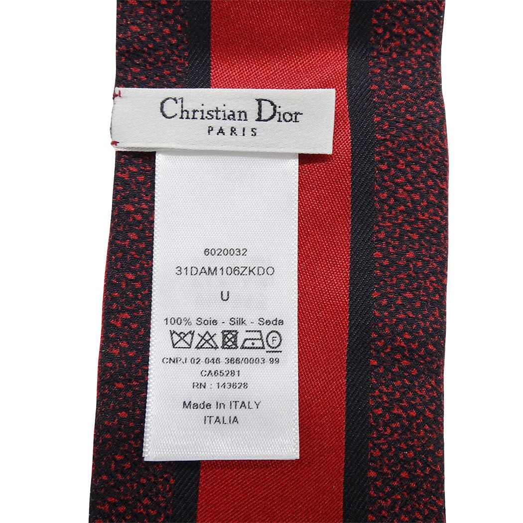 Dior Scarf Silk Mitzah Red Black Logo Heart Ribbon — view 4