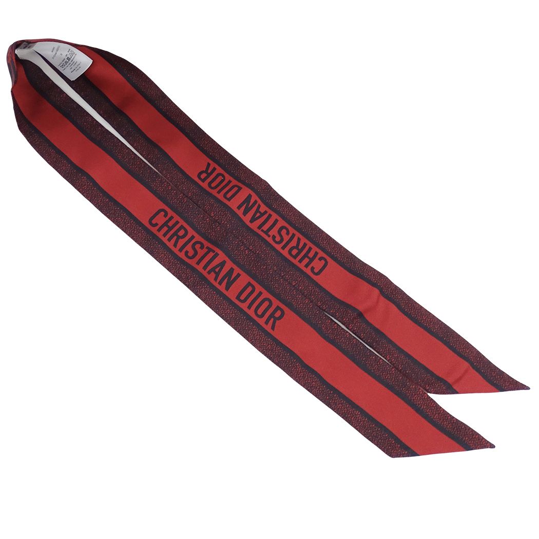 Dior Scarf Silk Mitzah Red Black Logo Heart Ribbon — view 3