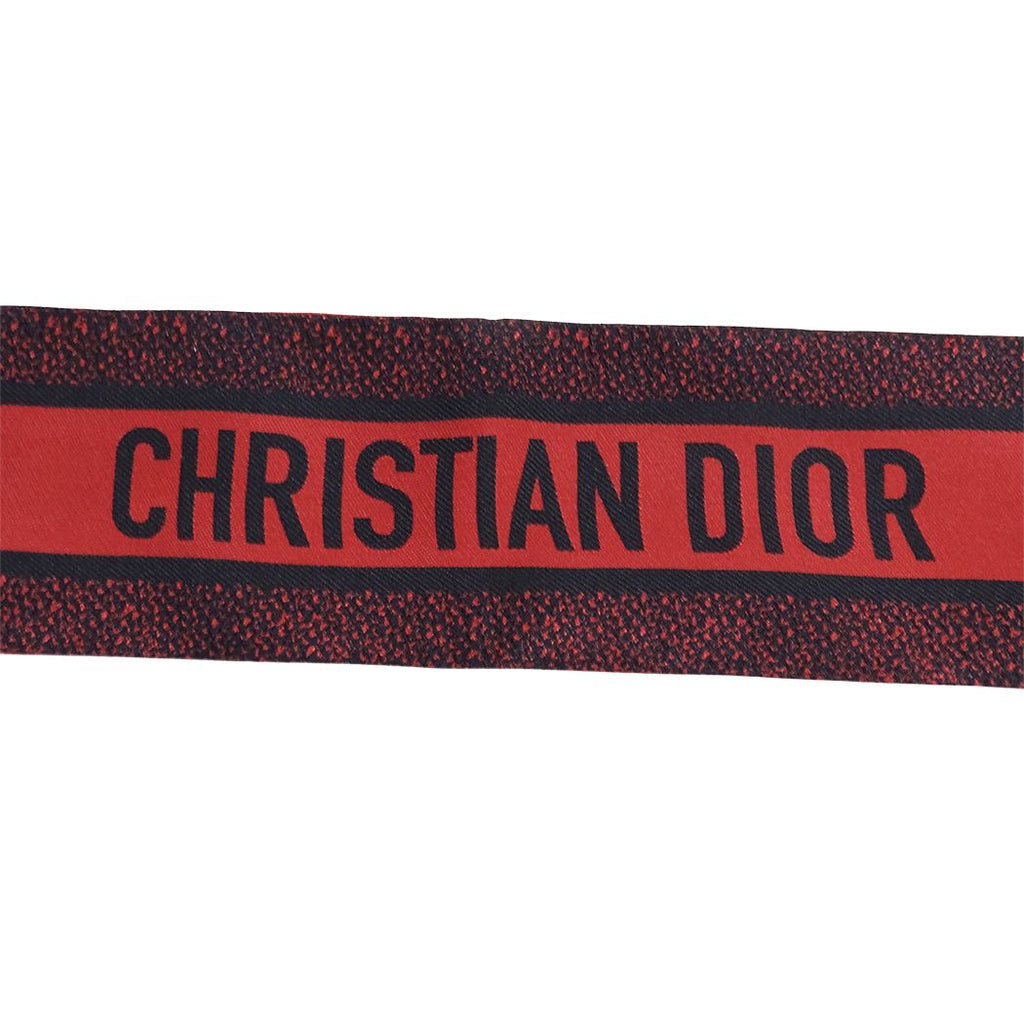 Dior Scarf Silk Mitzah Red Black Logo Heart Ribbon — view 7