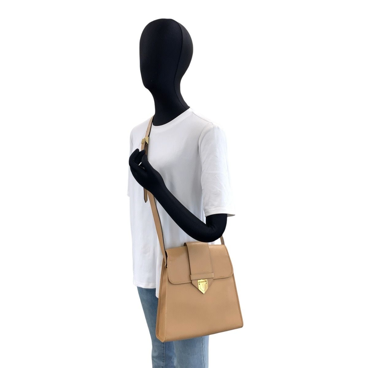 Saint Laurent Vintage YSL Beige Gold Shoulder Bag Pochette — view 7