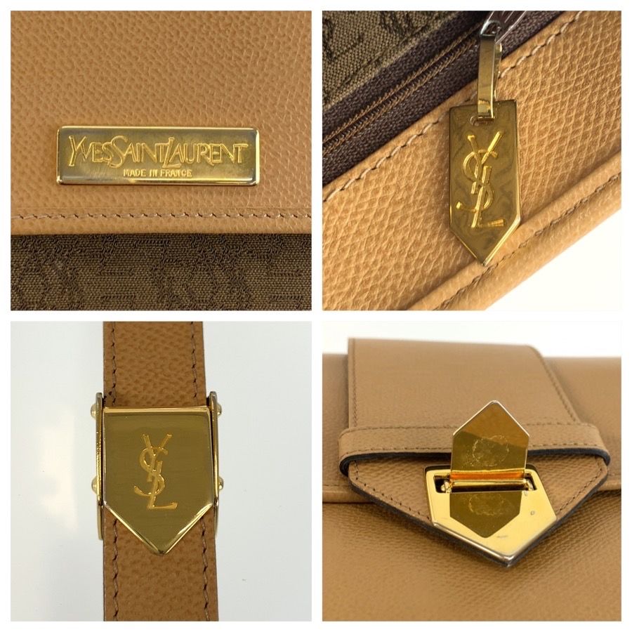 Saint Laurent Vintage YSL Beige Gold Shoulder Bag Pochette — view 3