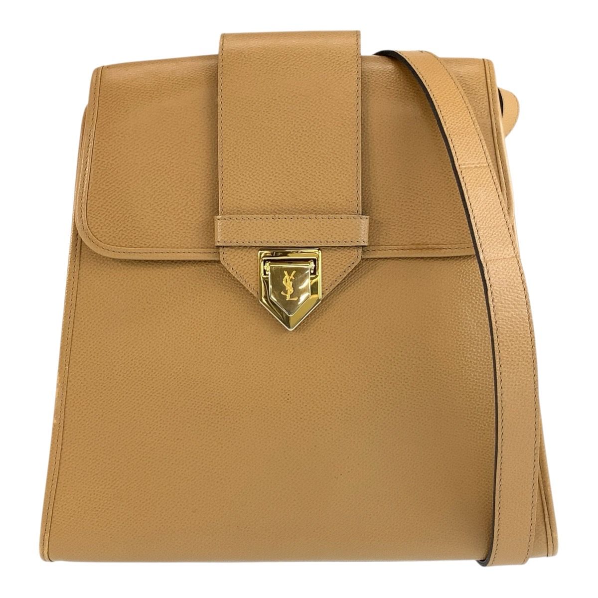 Saint Laurent Vintage YSL Beige Gold Shoulder Bag Pochette