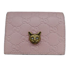 Gucci Wallet Guccissima Bifold Cat Pink Gold Compact