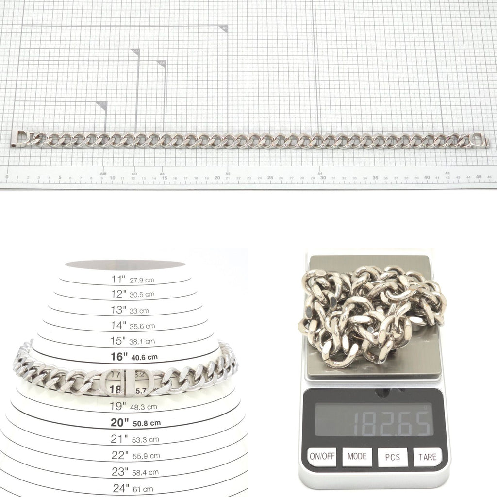 Dior CD Icon Chain Link Necklace Full Silver Tone Brass — view 8