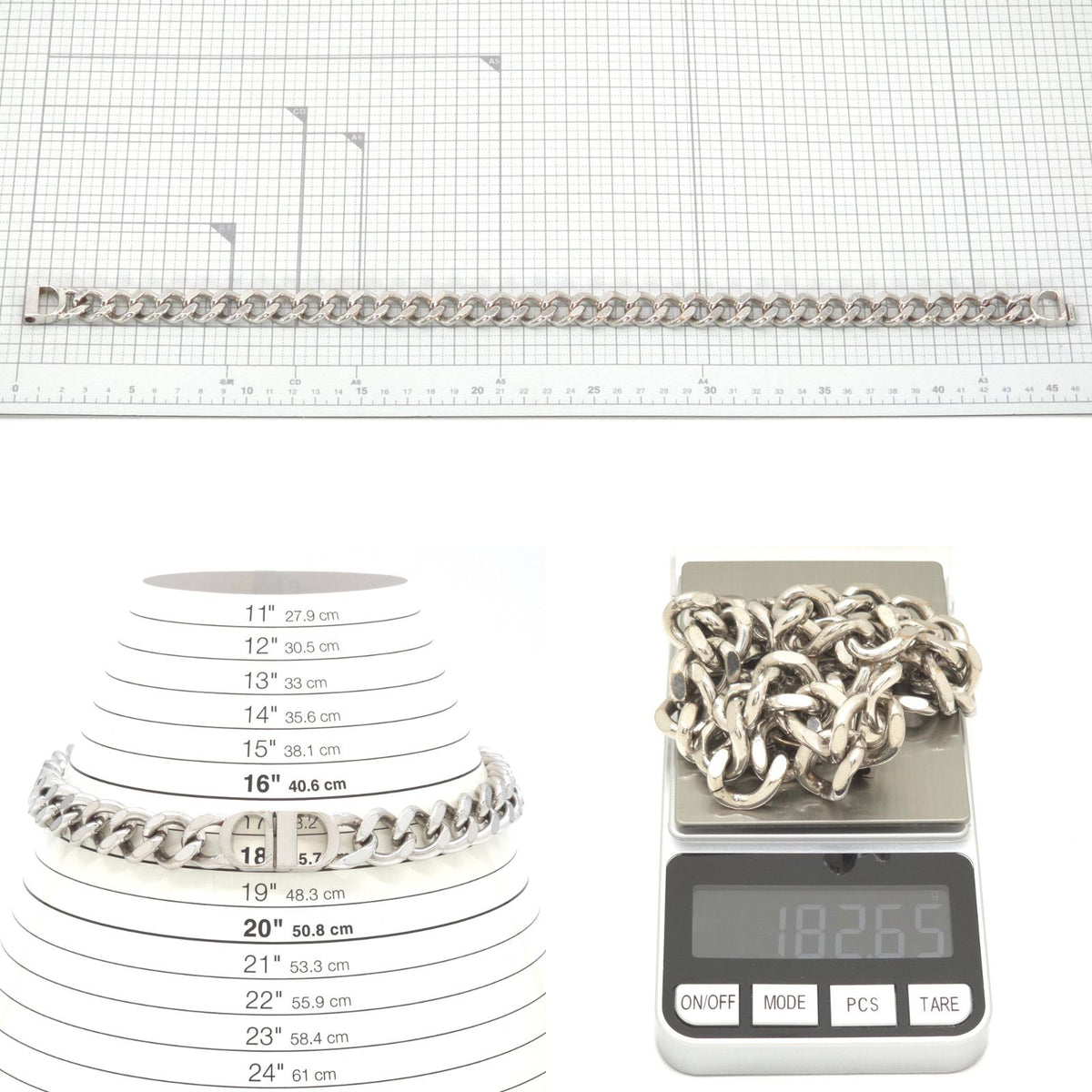 Dior CD Icon Chain Link Necklace Full Silver Tone Brass — view 8