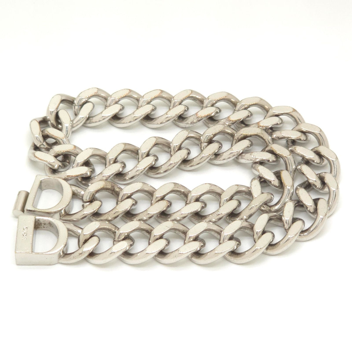Dior CD Icon Chain Link Necklace Full Silver Tone Brass — view 5