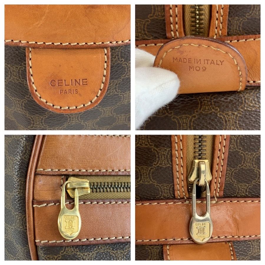 Celine Vintage Macadam Brown Gold Leather Boston Bag — view 3