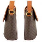 Celine Vintage Macadam Brown Gold Leather Shoulder Bag Pochette — view 8