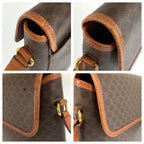 Celine Vintage Macadam Brown Gold Leather Shoulder Bag Pochette — view 5