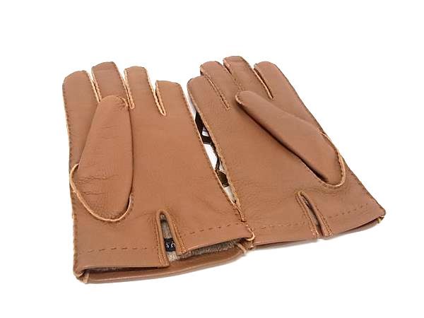Gucci Leather 8 Brown Silver Gloves — view 2