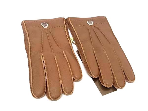 Gucci Leather 8 Brown Silver Gloves