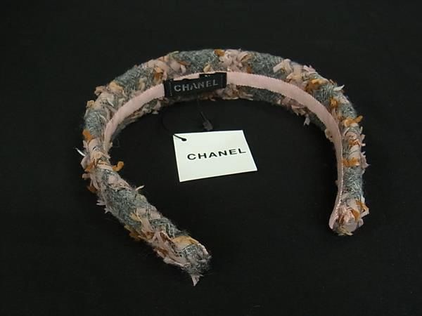 Chanel Tweed Headband Wool Blend Alpaca Gray Pink — view 2