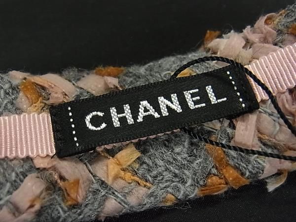 Chanel Tweed Headband Wool Blend Alpaca Gray Pink — view 3