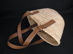Loewe Anagram Raffia Leather Basket Bag Handbag Beige Brown — view 3