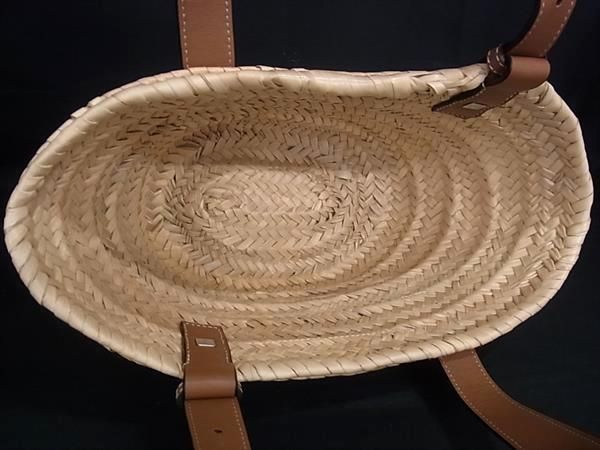 Loewe Anagram Raffia Leather Basket Bag Handbag Beige Brown — view 5