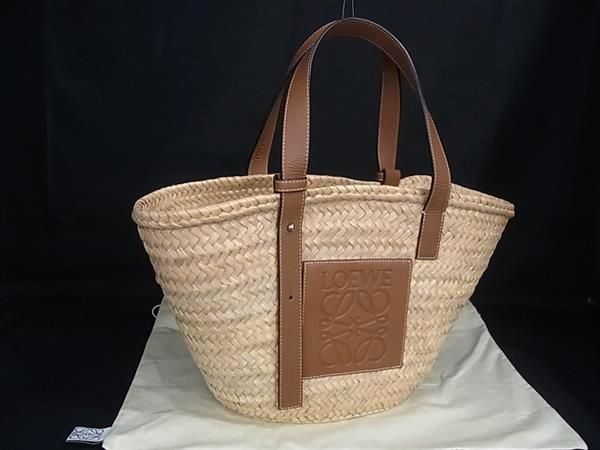 Loewe Anagram Basket Raffia Tote Bag Beige