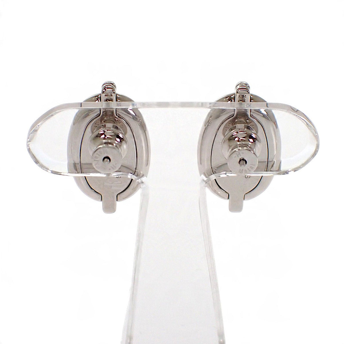 Hermes Mini Maillon Earrings Genus Metal Cream Silver — view 4
