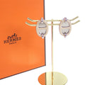 Hermes Mini Maillon Earrings Genus Metal Cream Silver