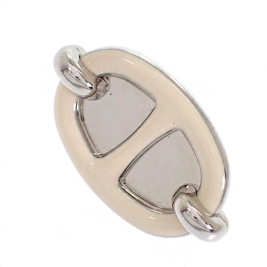 Hermes Mini Maillon Earrings Genus Metal Cream Silver — view 8