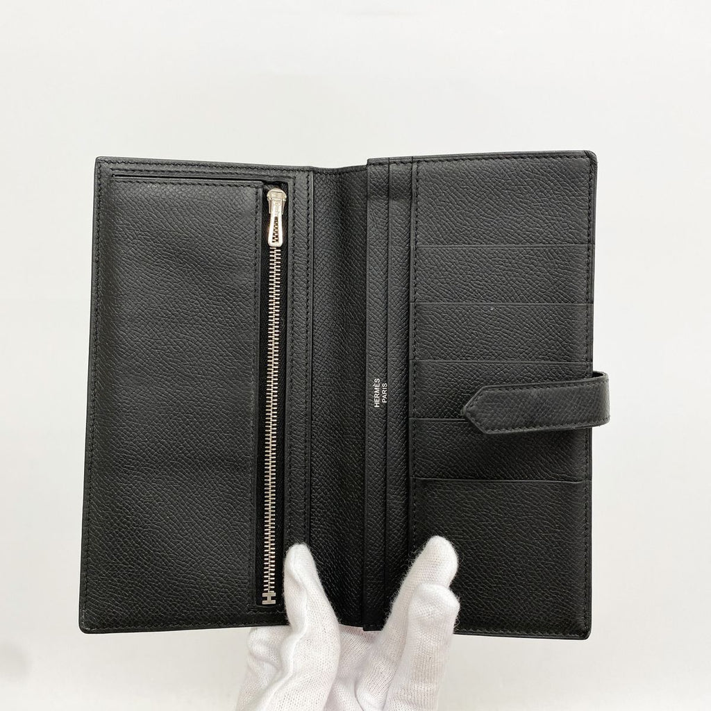 Hermes Wallet Bearn Soufflet Veau Epsom Black Silver — view 3