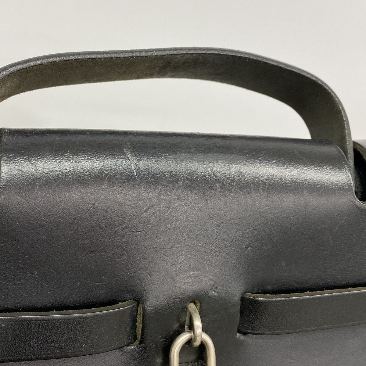 Hermes Handbag Herbag MM Toile Officier Black Silver 2-Way Bag — view 8