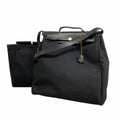Hermes Handbag Herbag MM Toile Officier Black Silver 2-Way Bag