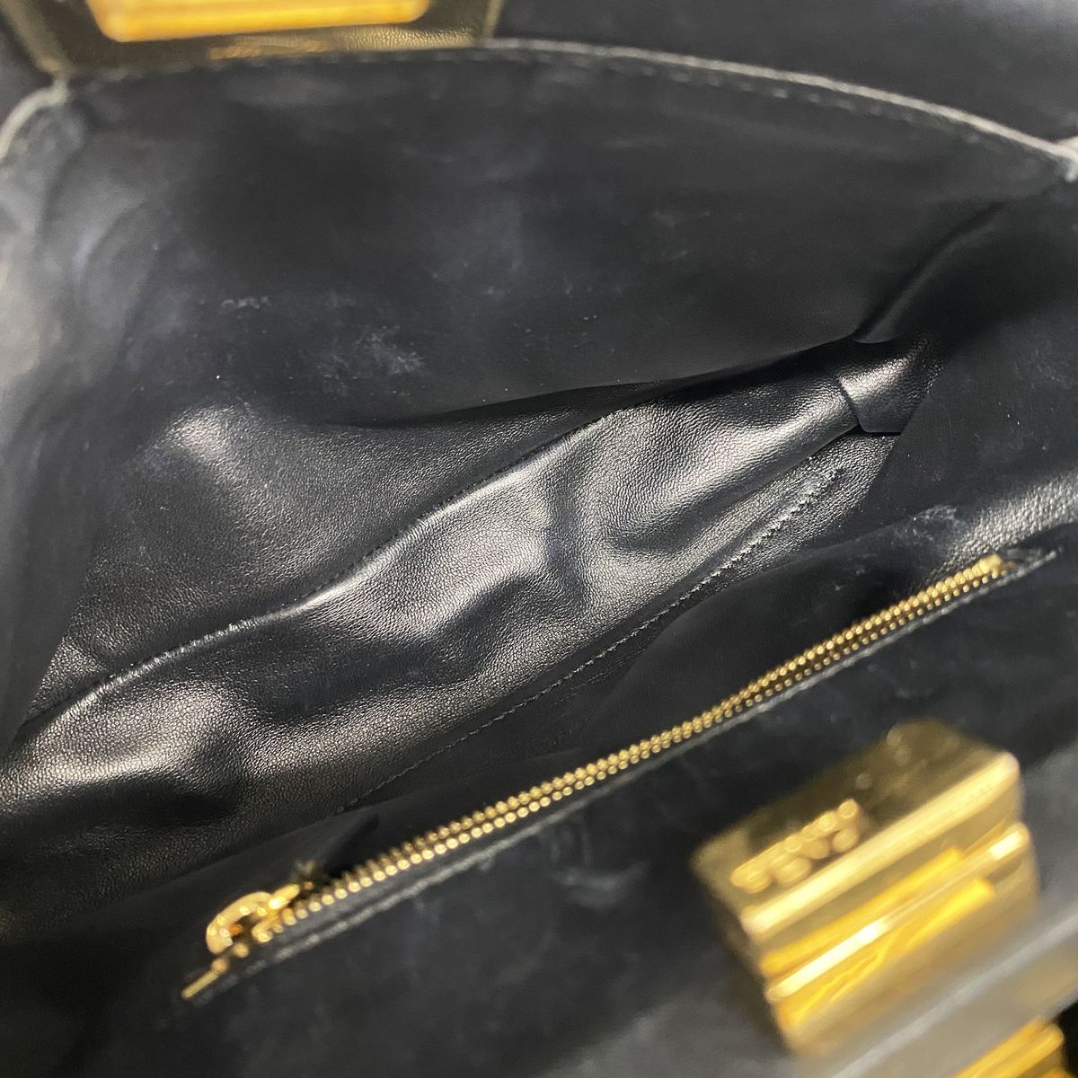 Fendi Handbag Mini Peekaboo Leather Black Gold 2-Way Bag — view 4