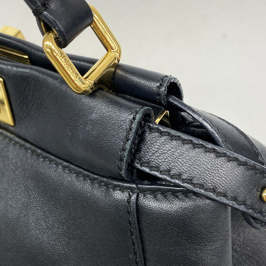 Fendi Handbag Mini Peekaboo Leather Black Gold 2-Way Bag — view 8