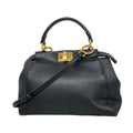 Fendi Handbag Mini Peekaboo Leather Black Gold 2-Way Bag