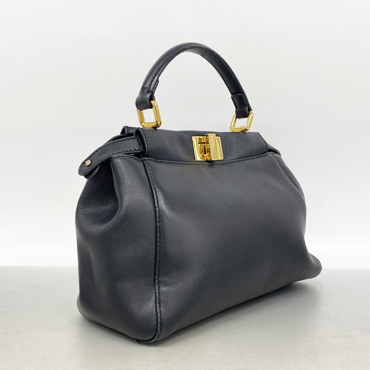 Fendi Handbag Mini Peekaboo Leather Black Gold 2-Way Bag — view 2