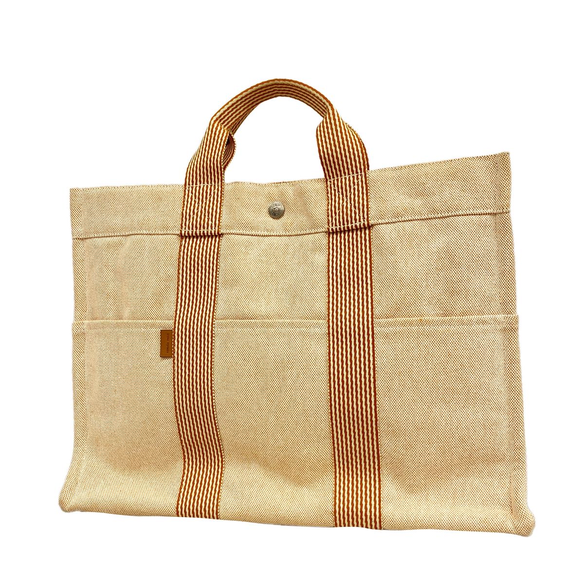 Hermes Tote Bag New Fourre Tout Canvas Orange Silver