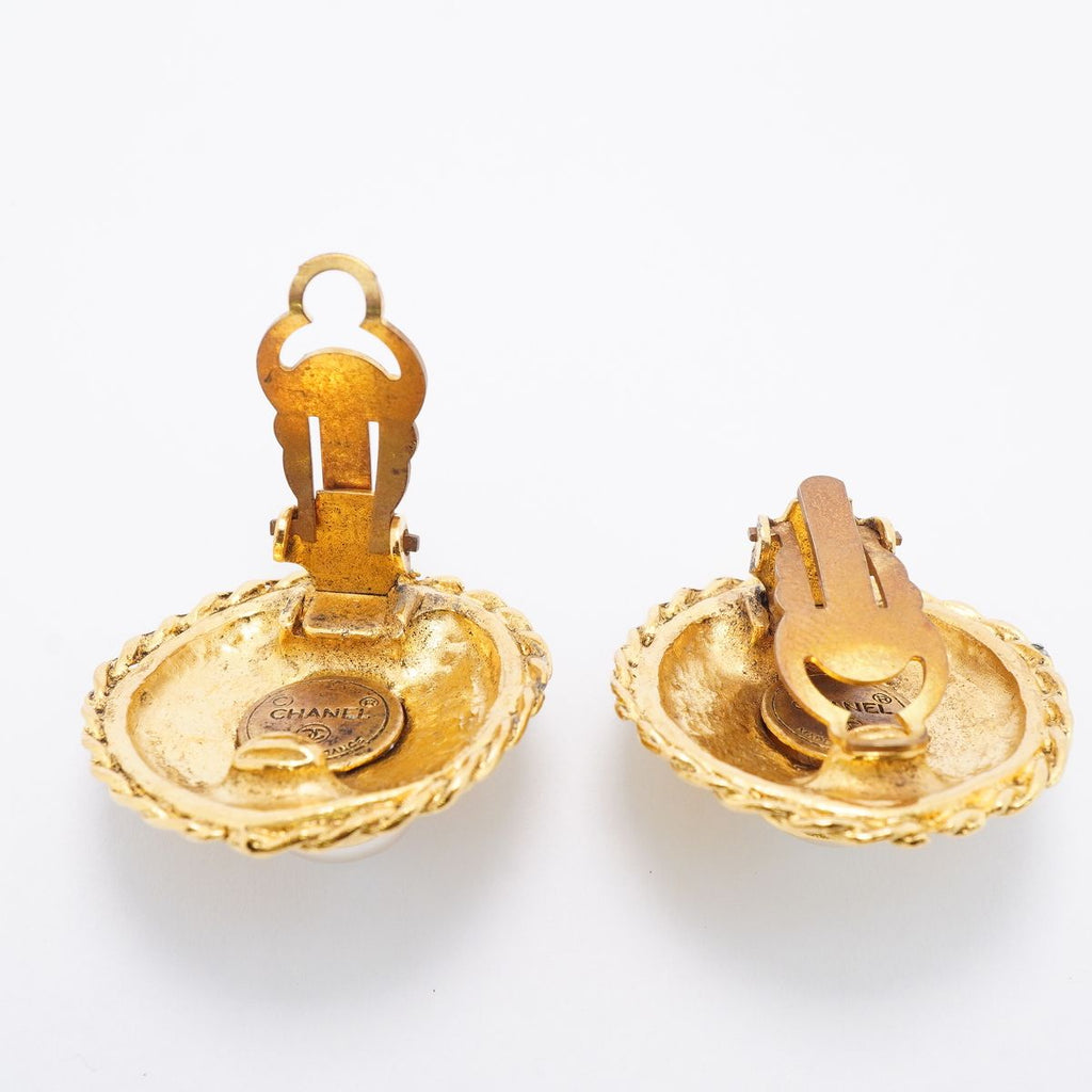 Chanel Earrings Vintage Gold Plated Faux Pearl — view 3
