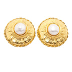 Chanel Earrings Vintage Gold Plated Faux Pearl