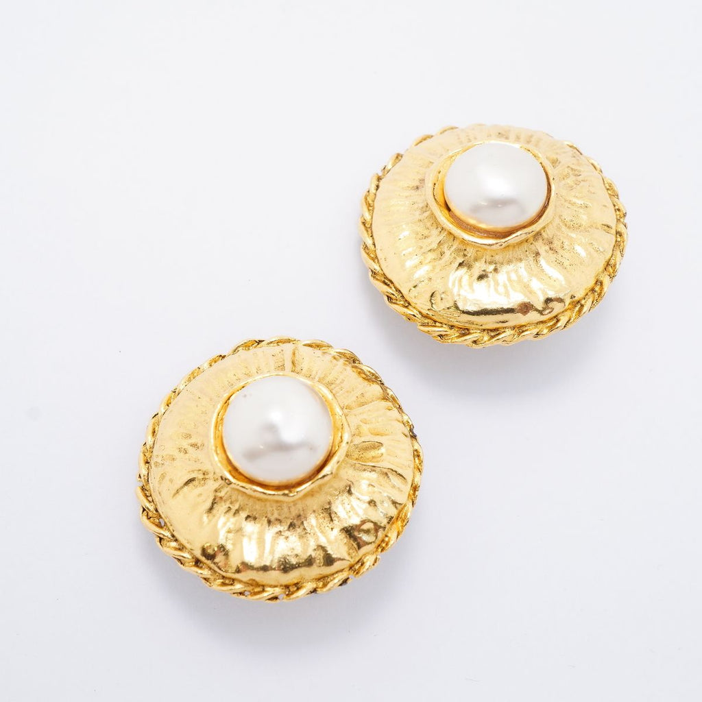 Chanel Earrings Vintage Gold Plated Faux Pearl — view 2