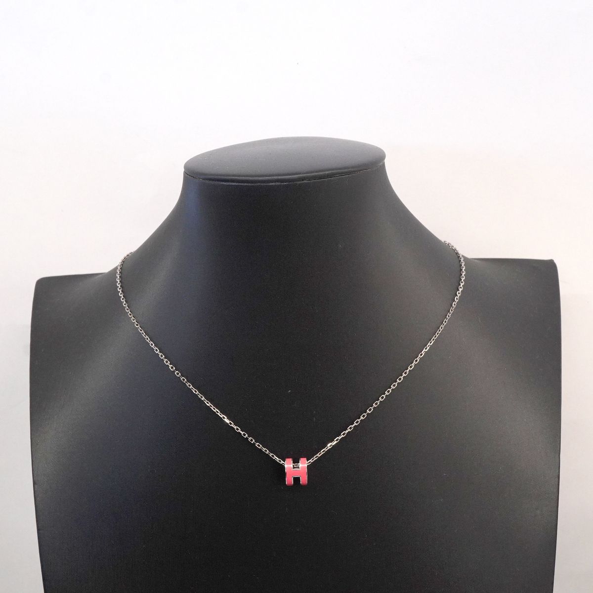 Hermes Necklace Mini Pop Metal Silver Pink — view 7