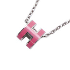 Hermes Necklace Mini Pop Metal Silver Pink
