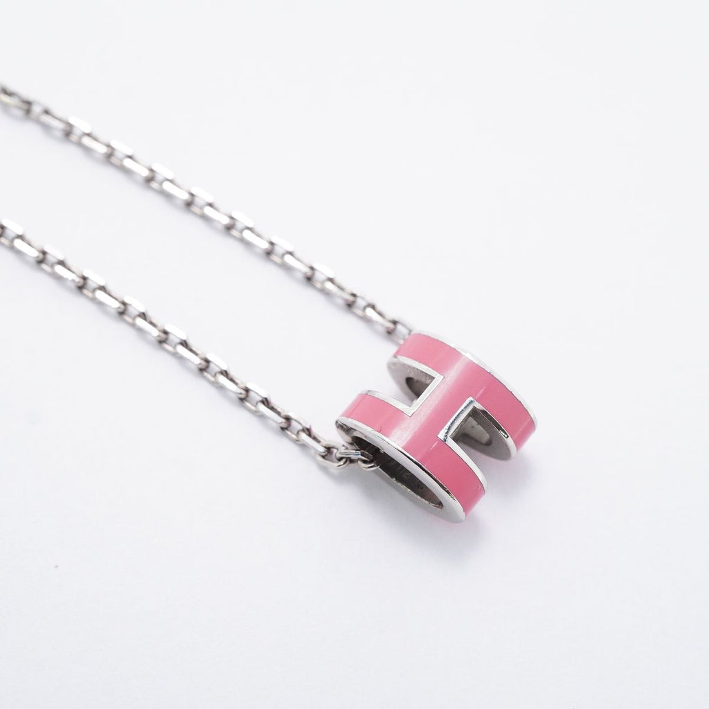 Hermes Necklace Mini Pop Metal Silver Pink — view 2