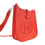 Hermes Shoulder Bag Evelyne TPM Taurillon Clemence Rouge Pimare Silver — view 2