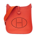Hermes Shoulder Bag Evelyne TPM Taurillon Clemence Rouge Pimare Silver