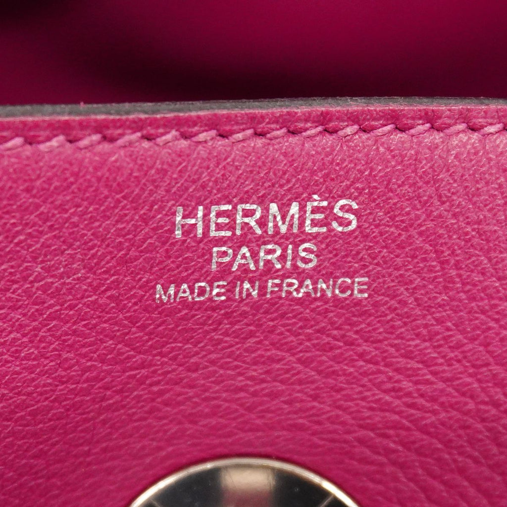 Hermes Handbag Lindy 30 Evercolor Rose Purple Silver 2-Way Bag — view 5