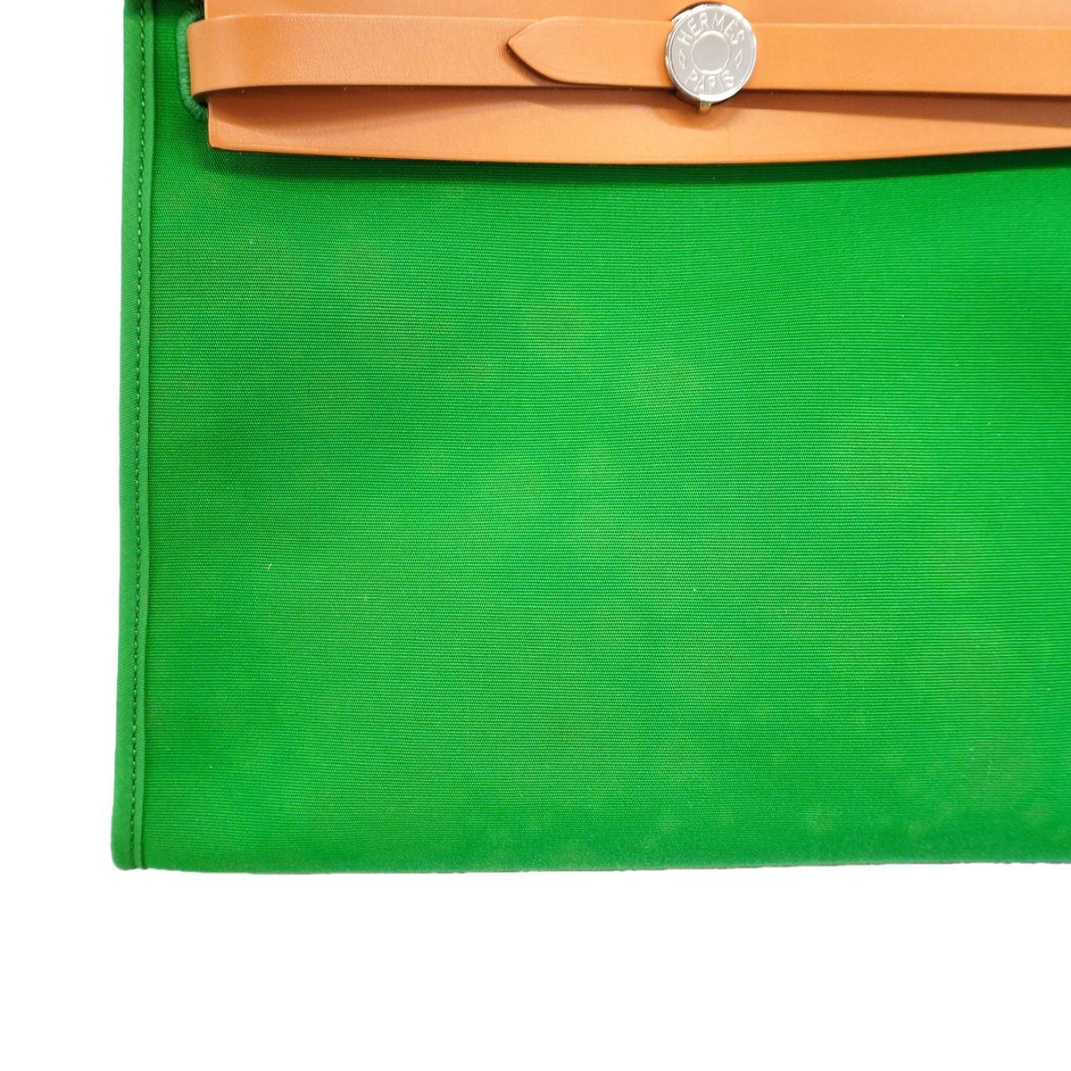 Hermes Handbag Herbag Zip PM Toile Officier Green Natural Silver — view 7