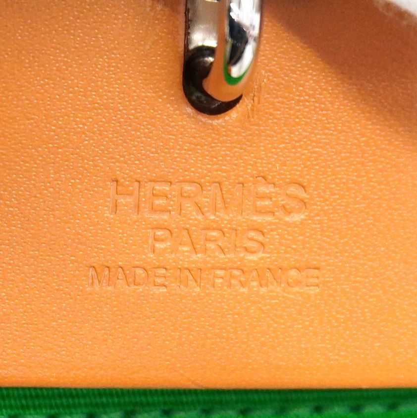 Hermes Handbag Herbag Zip PM Toile Officier Green Natural Silver — view 5