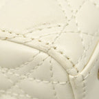 Dior Handbag Lady Leather White Champagne Gold 2-Way Bag — view 6