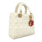 Dior Handbag Lady Leather White Champagne Gold 2-Way Bag — view 2