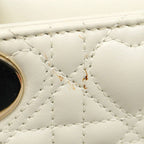 Dior Handbag Lady Leather White Champagne Gold 2-Way Bag — view 8