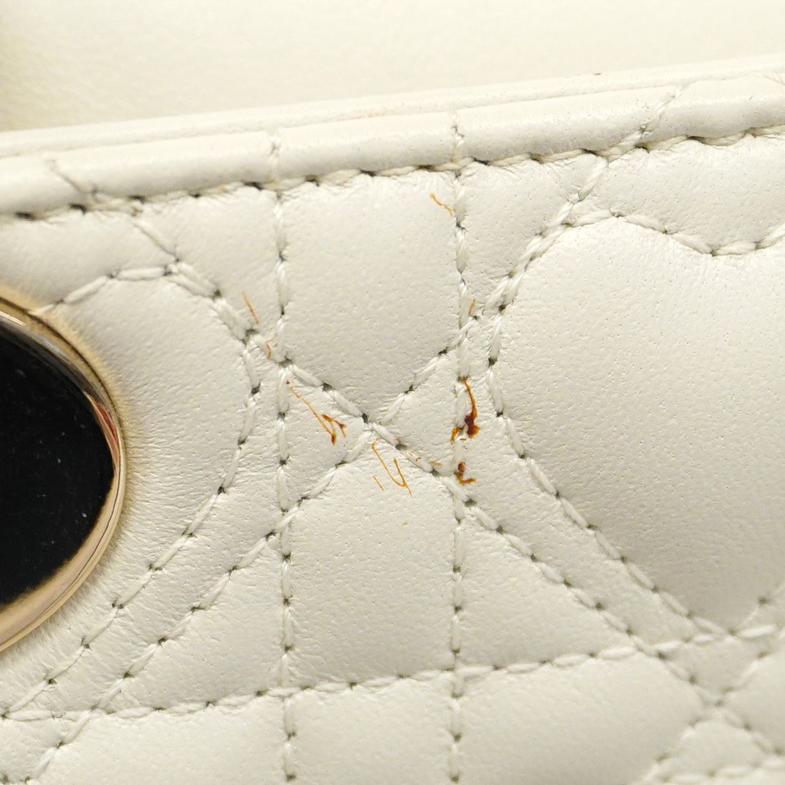 Dior Handbag Lady Leather White Champagne Gold 2-Way Bag — view 8