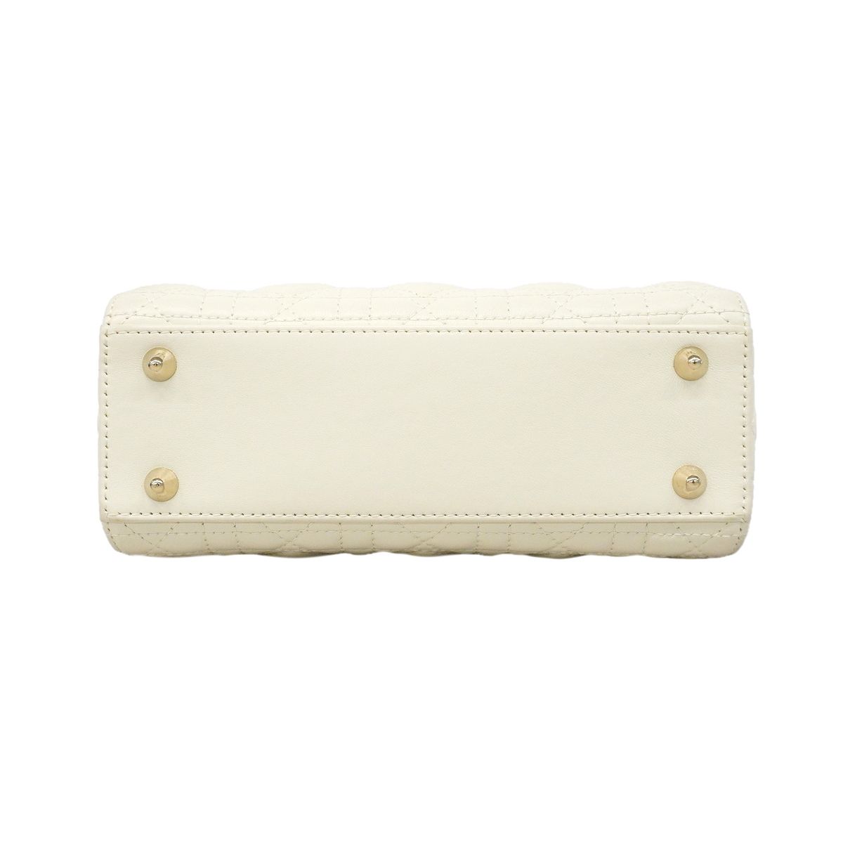 Dior Handbag Lady Leather White Champagne Gold 2-Way Bag — view 3