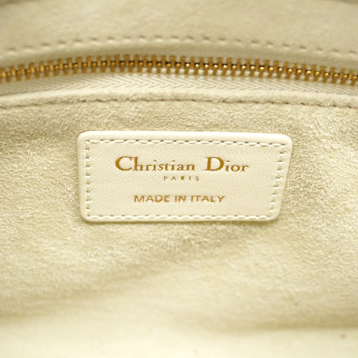 Dior Handbag Lady Leather White Champagne Gold 2-Way Bag — view 5