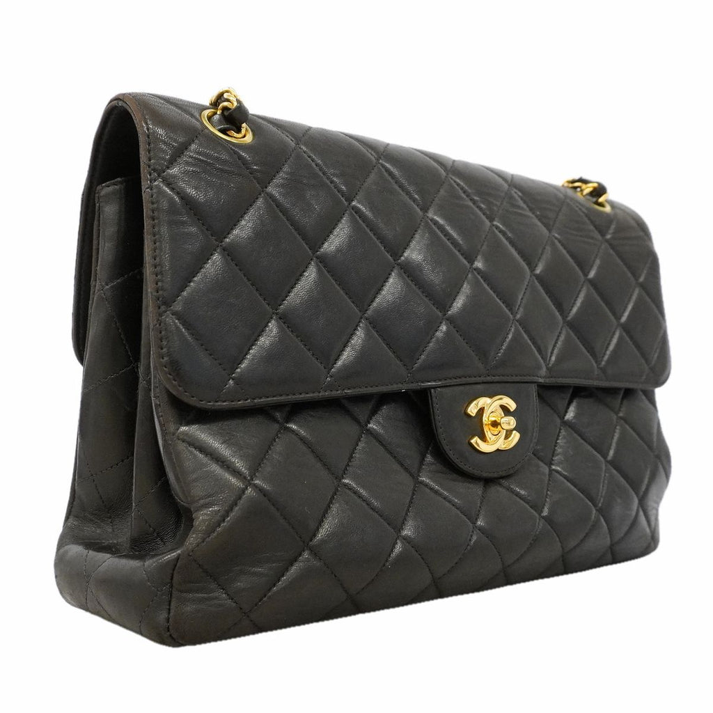 Chanel Shoulder Bag Quilted Face Lambskin Black Gold — view 2